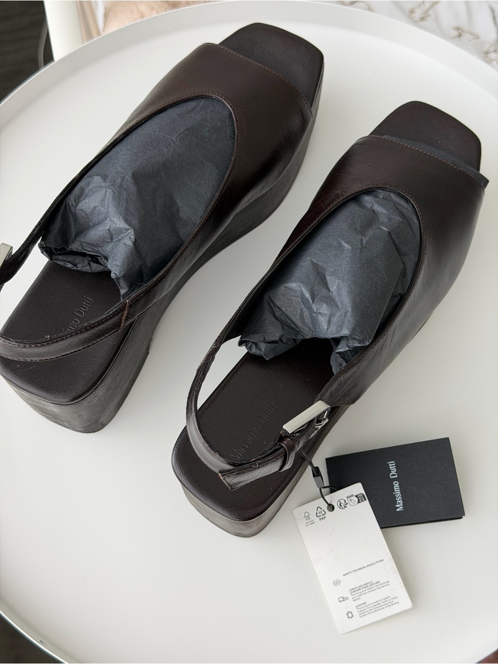 NEW Massimo Dutti Black Platform Slingback Mules - Picture 4 of 10
